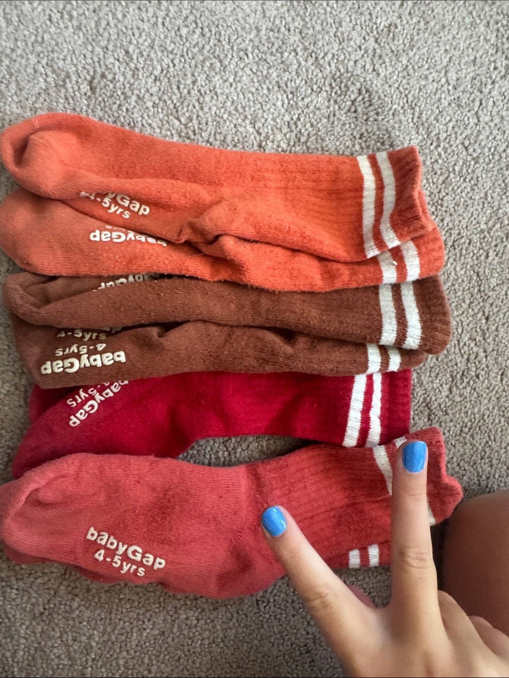 GAP Assorted Orange, Brown, Red & Coral Kids Athletic Crew Socks - Set size 4/5
